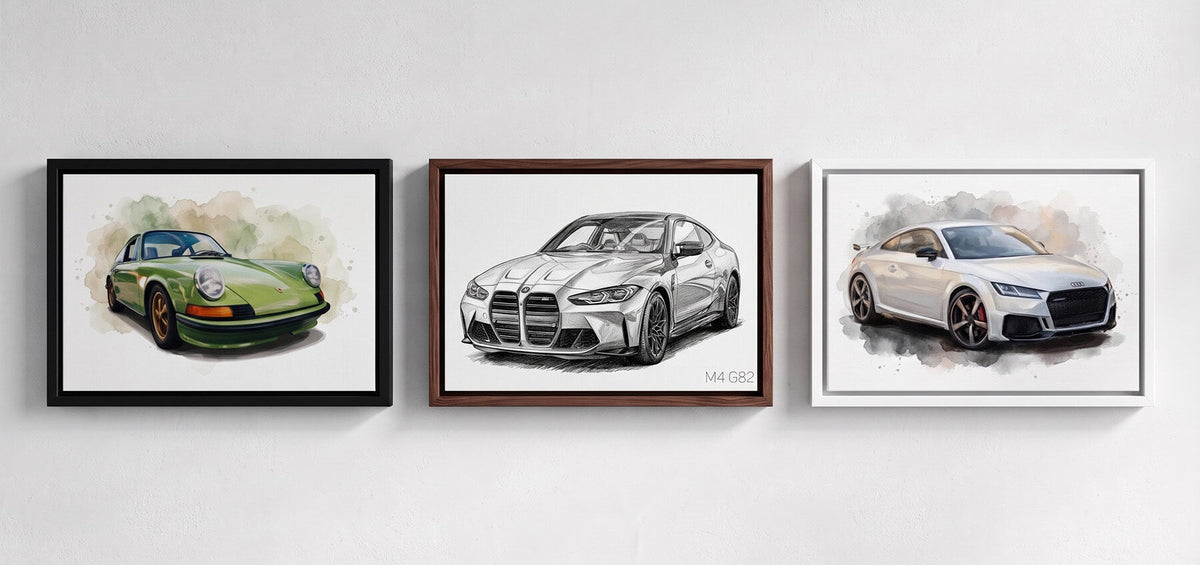 Portrait de voiture d’après ta photo - exemples sur toile, poster et encadré
