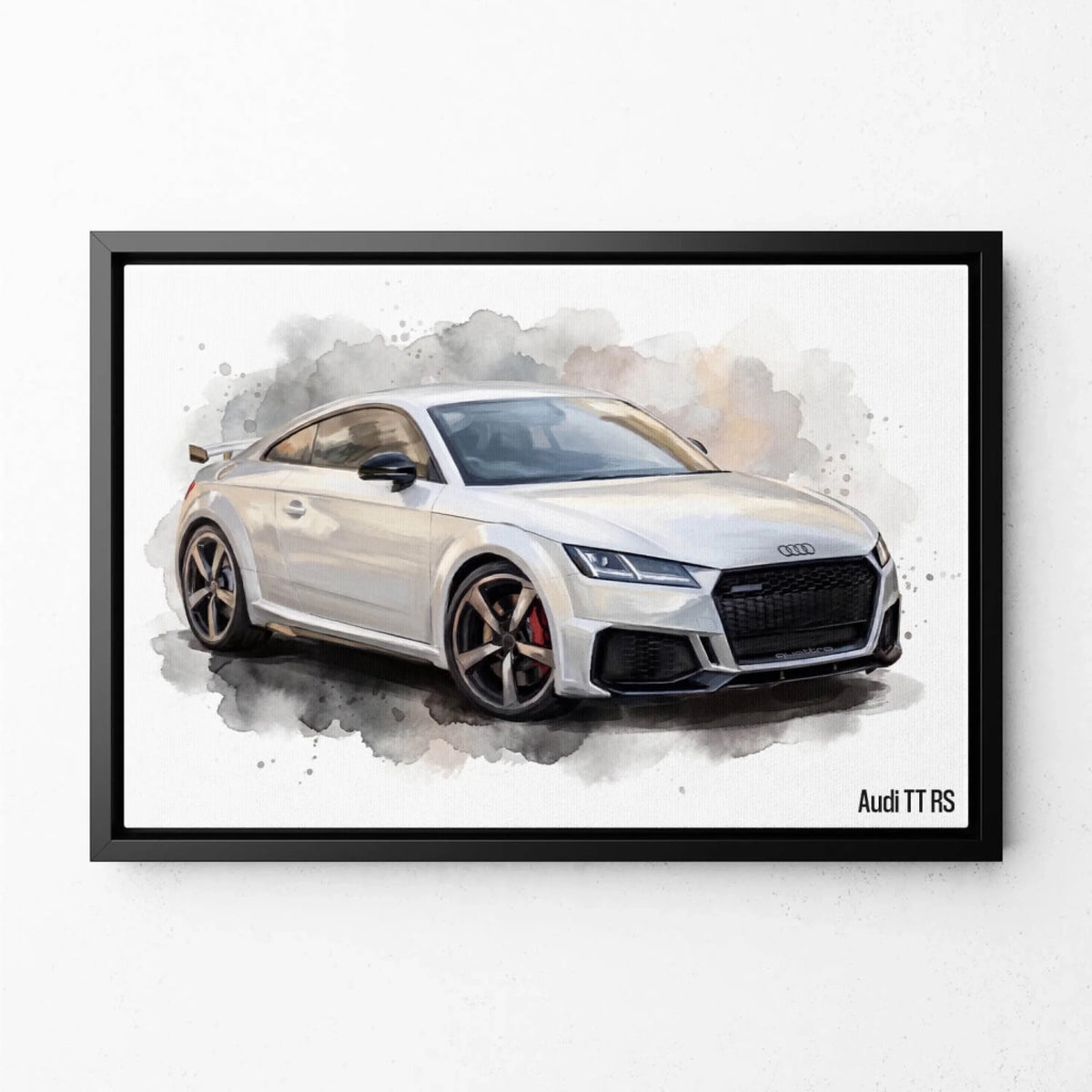 Portrait de voiture style aquarelle d'après ta photo - toile avec cadre noir