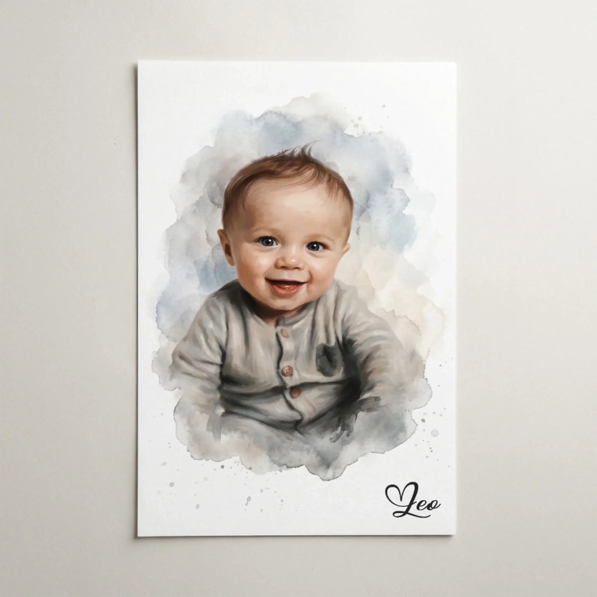 Portrait de bébé en style aquarelle d'après ta photo - affiche