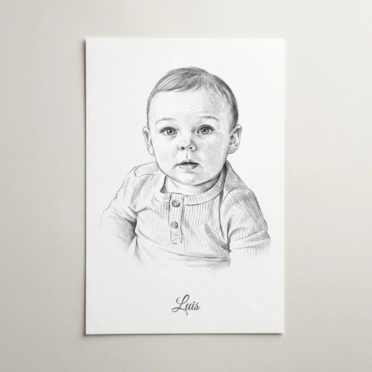 Portrait de bébé en style crayon d'après ta photo - affiche