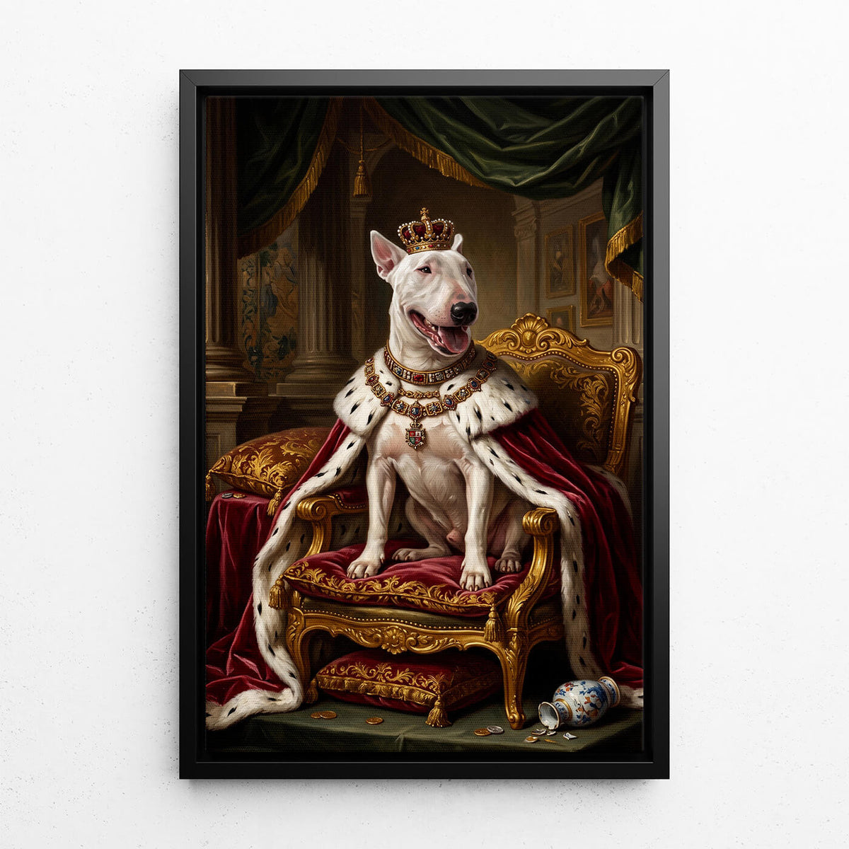 Portrait de chien dans le style Renaissance d'après ta photo - toile avec cadre noir