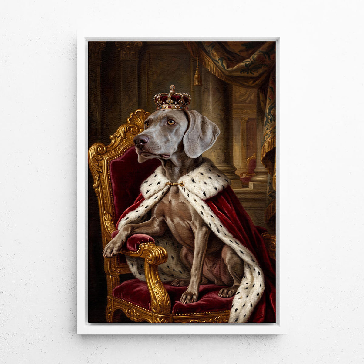 Portrait de chien dans le style Renaissance d'après ta photo - toile avec cadre blanc