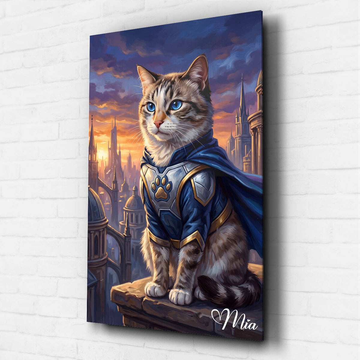 Portrait de chat en super-héros d'après ta photo - verre acrylique