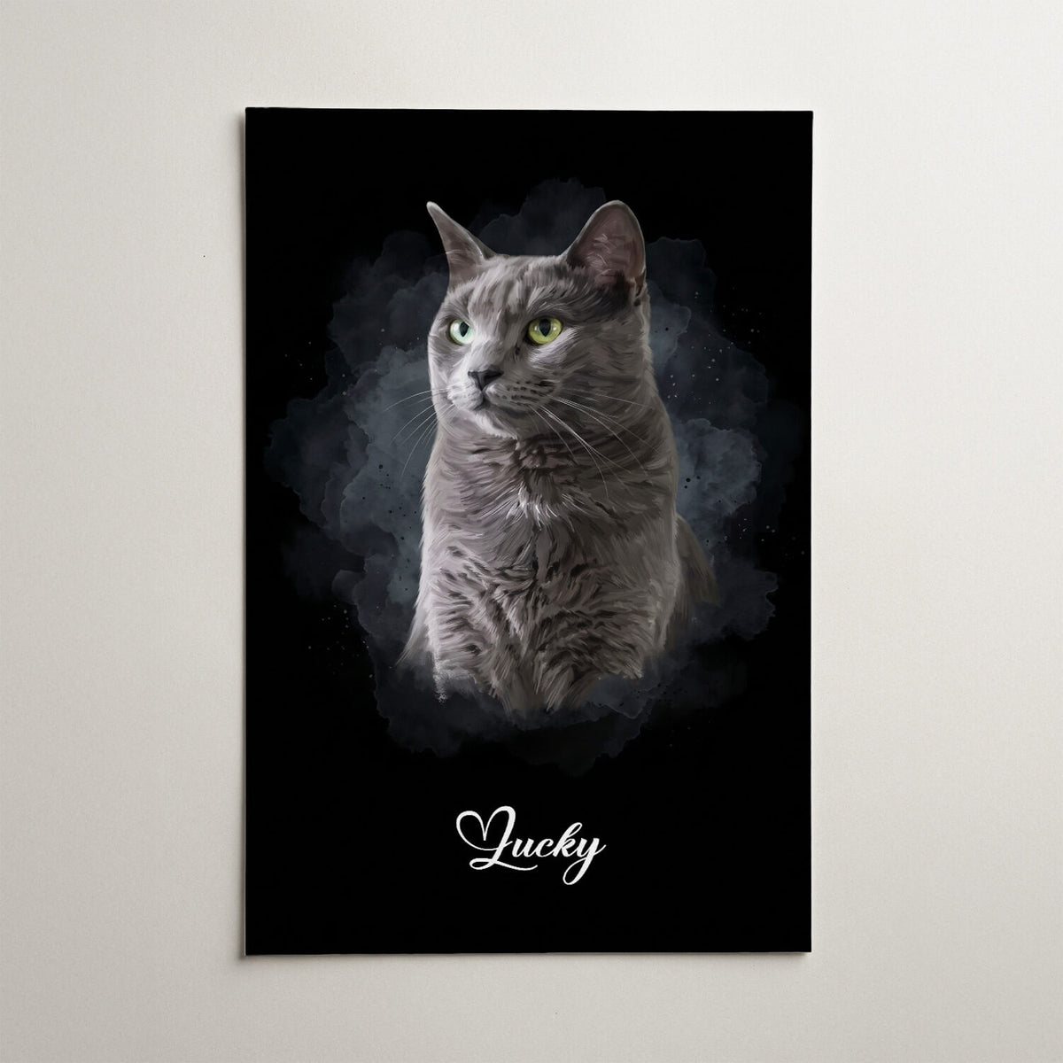 Portrait de chat en style aquarelle - Noir d'après ta photo - affiche