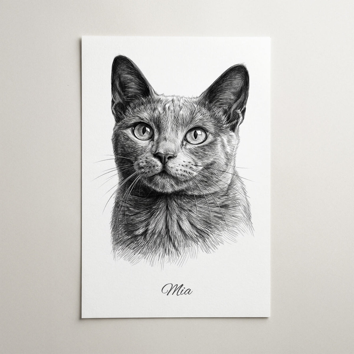 Portrait de chat en style crayon d'après ta photo - affiche