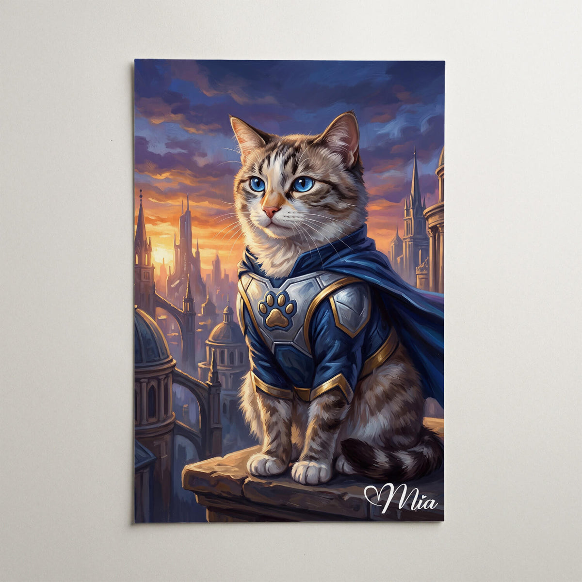 Portrait de chat en super-héros d'après ta photo - affiche