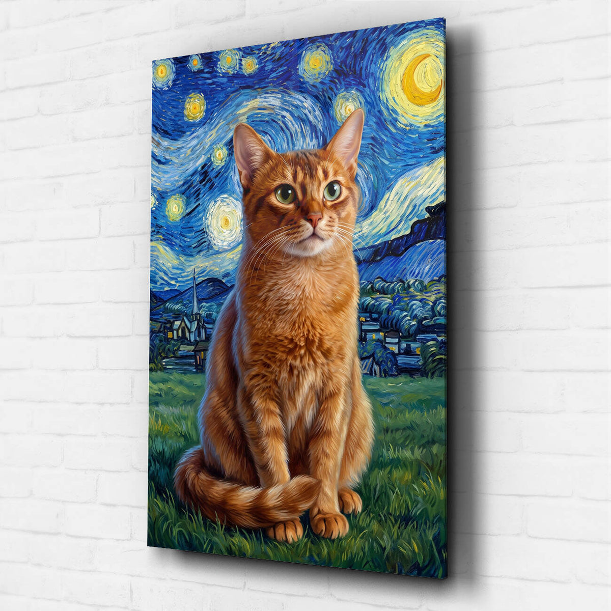 Portrait de chat en style Van Gogh d'après ta photo - verre acrylique