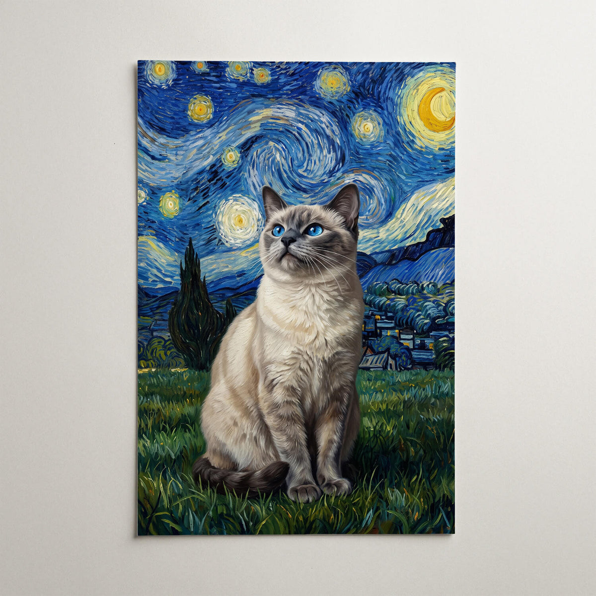 Portrait de chat en style Van Gogh d'après ta photo - affiche