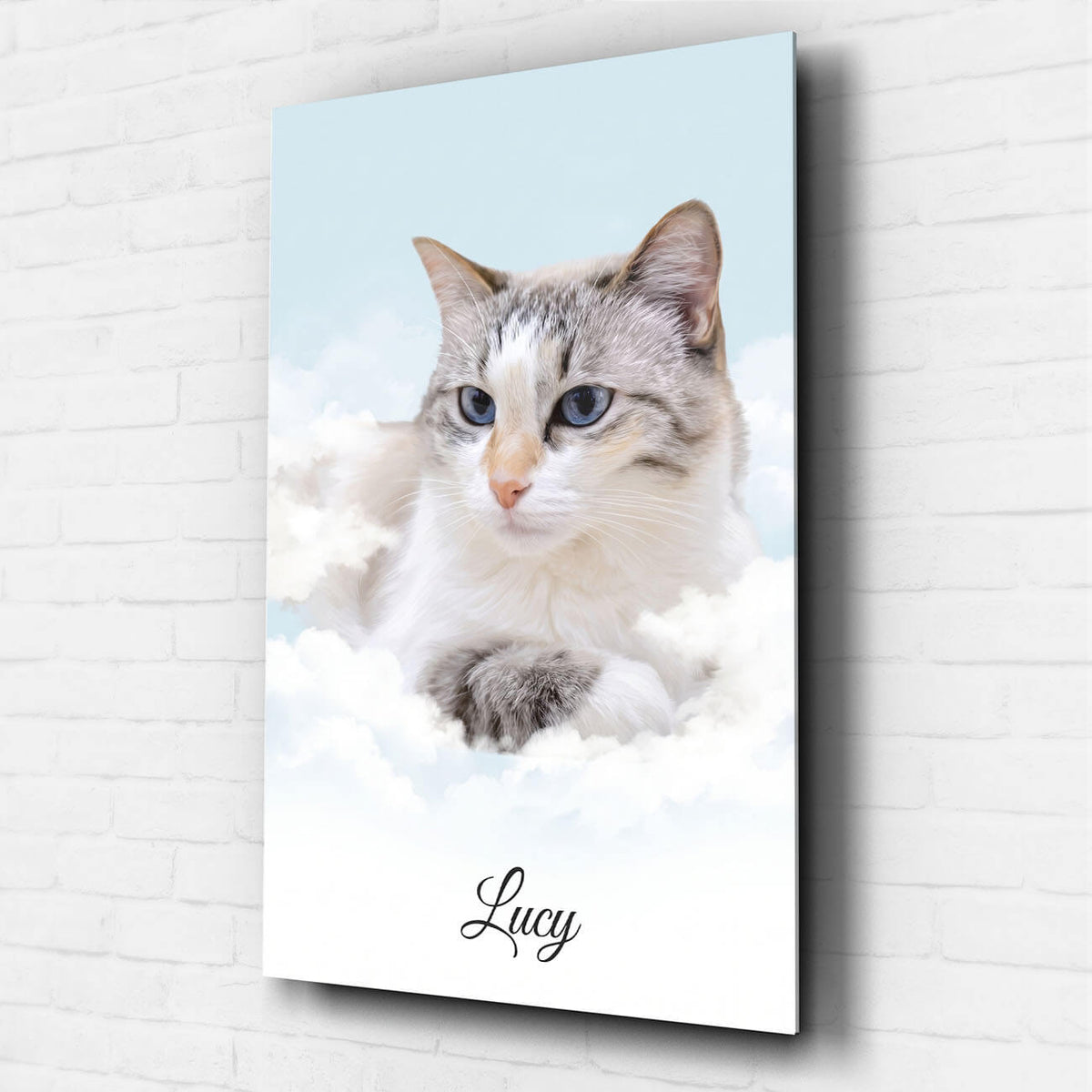 Portrait de chat personnalisé sur les nuages d'après ta photo - verre acrylique