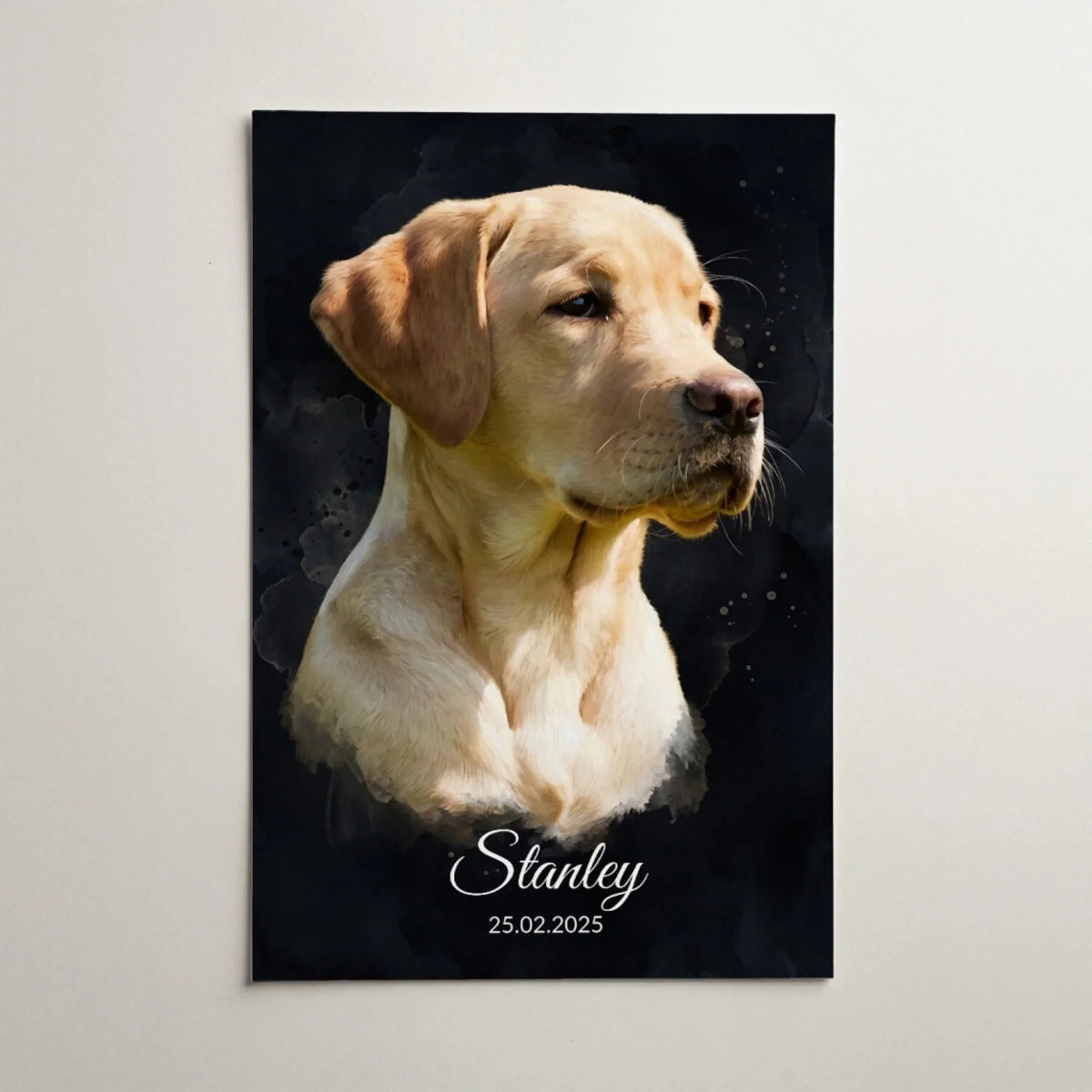 Portrait de chien en style aquarelle - Noir d'après ta photo - affiche