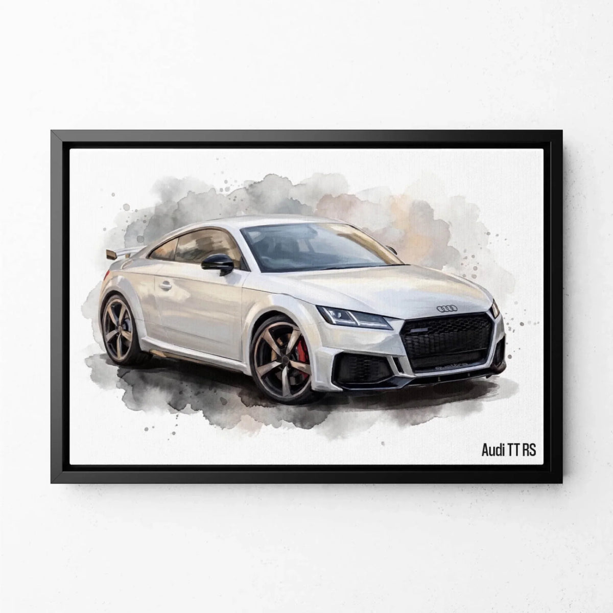 Portrait de voiture en style aquarelle (format paysage) d'après ta photo - toile avec cadre noir