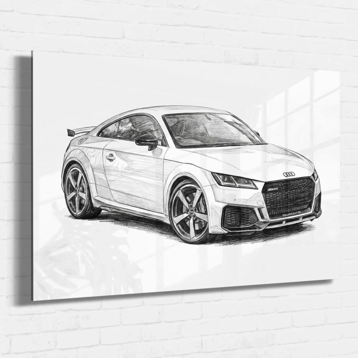 Portrait de voiture en style crayon (format paysage) d'après ta photo - verre acrylique