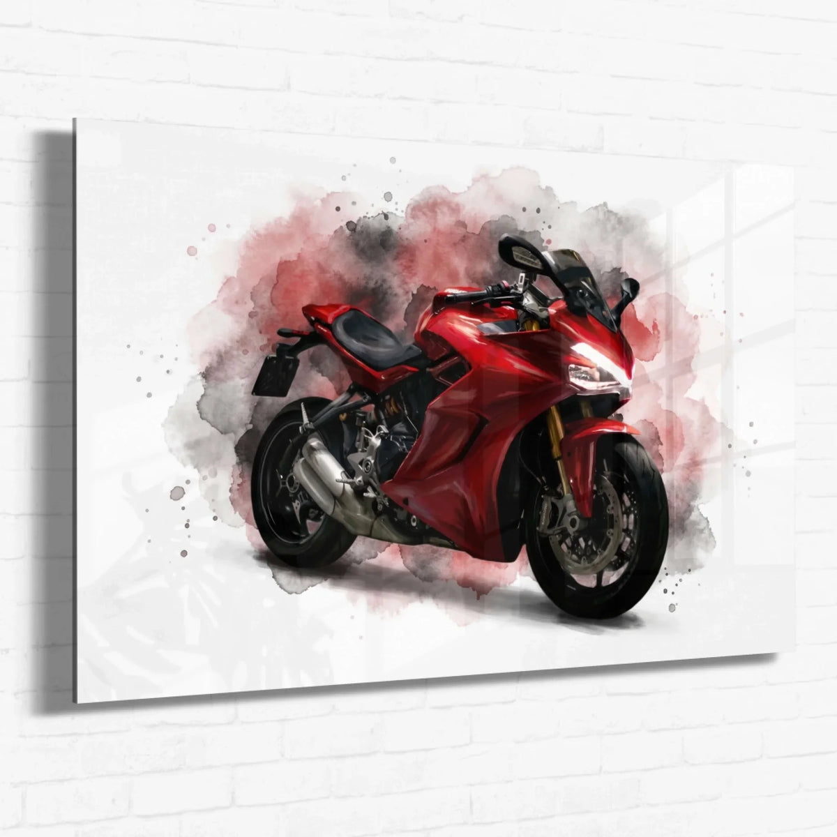 Portrait de moto en style aquarelle (format paysage) d'après ta photo - verre acrylique