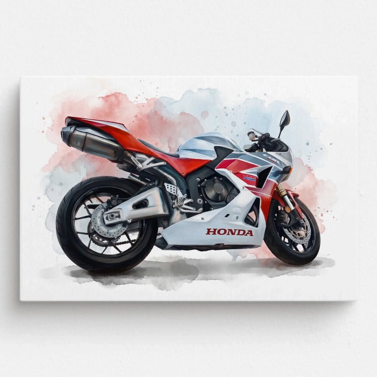 Portrait de moto en style aquarelle (format paysage) d'après ta photo - toile