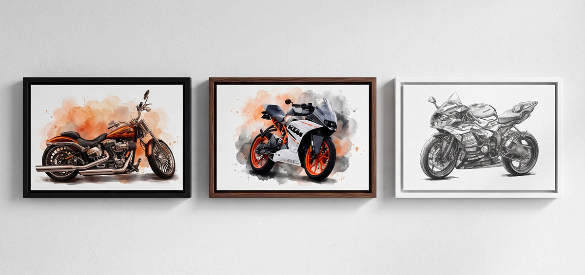 Portrait de moto d’après ta photo - exemples sur toile, poster et encadré