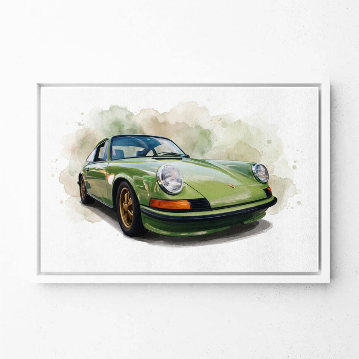 Portrait de voiture style aquarelle d'après ta photo - toile avec cadre blanc