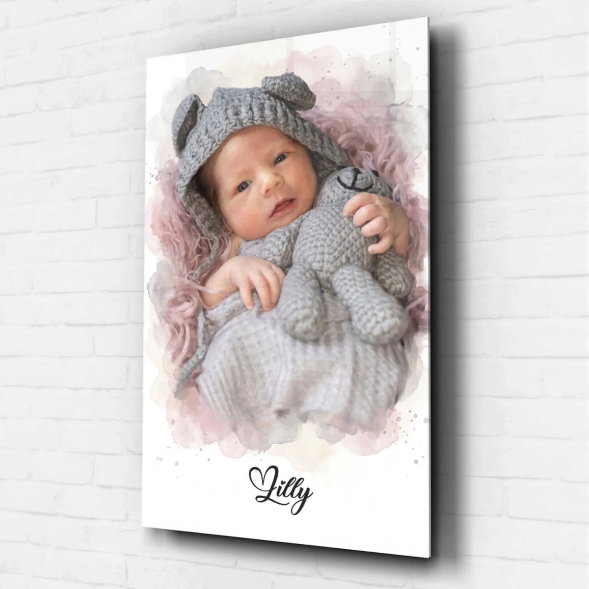 Portrait de bébé en style aquarelle d'après ta photo - verre acrylique