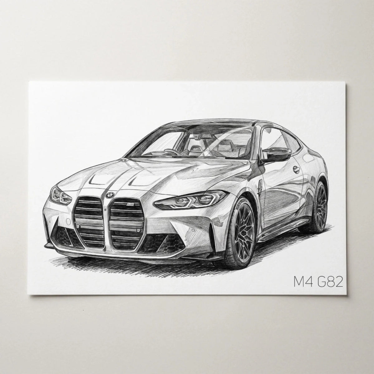 Portrait de voiture style crayon d'après ta photo - affiche