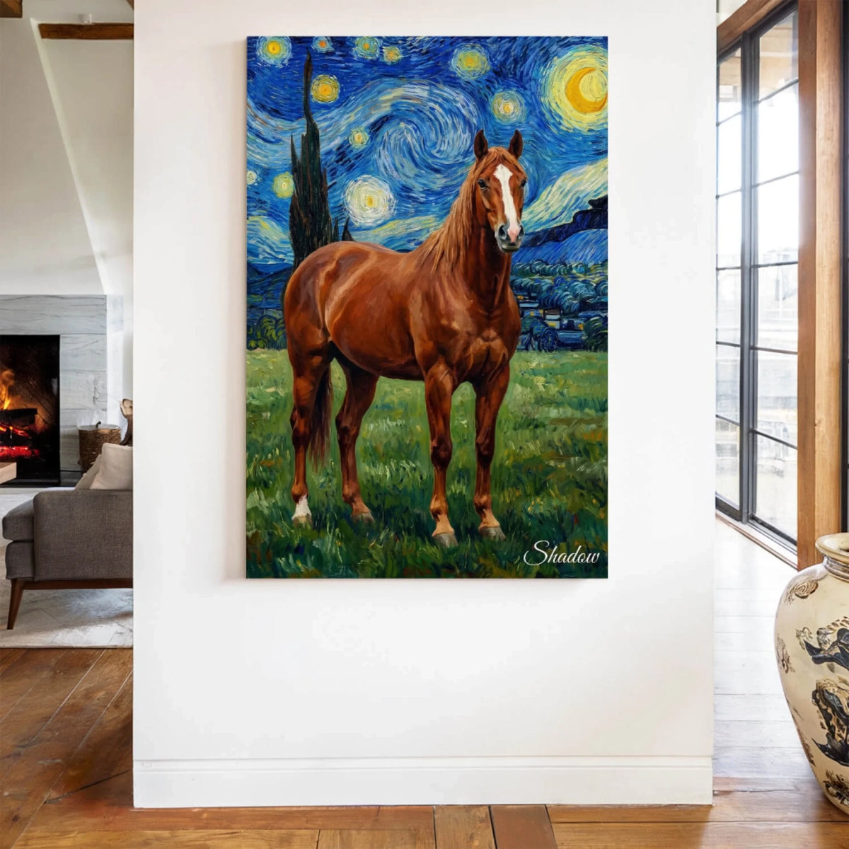 Portrait de cheval style Van Gogh d'après ta photo - toile