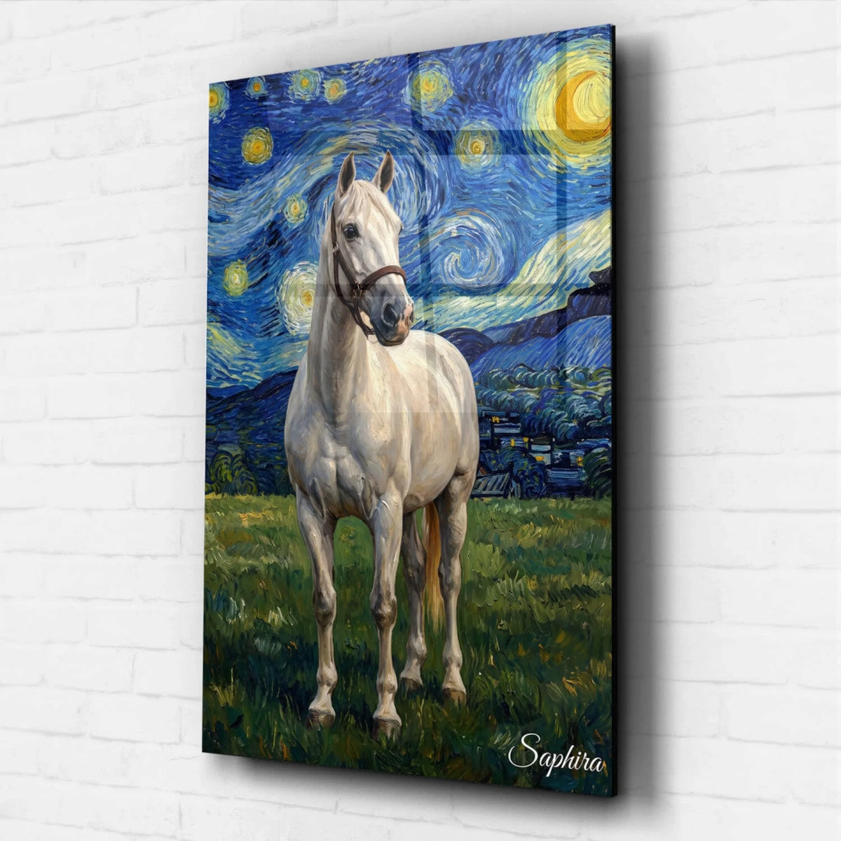 Portrait de cheval style Van Gogh d'après ta photo - verre acrylique