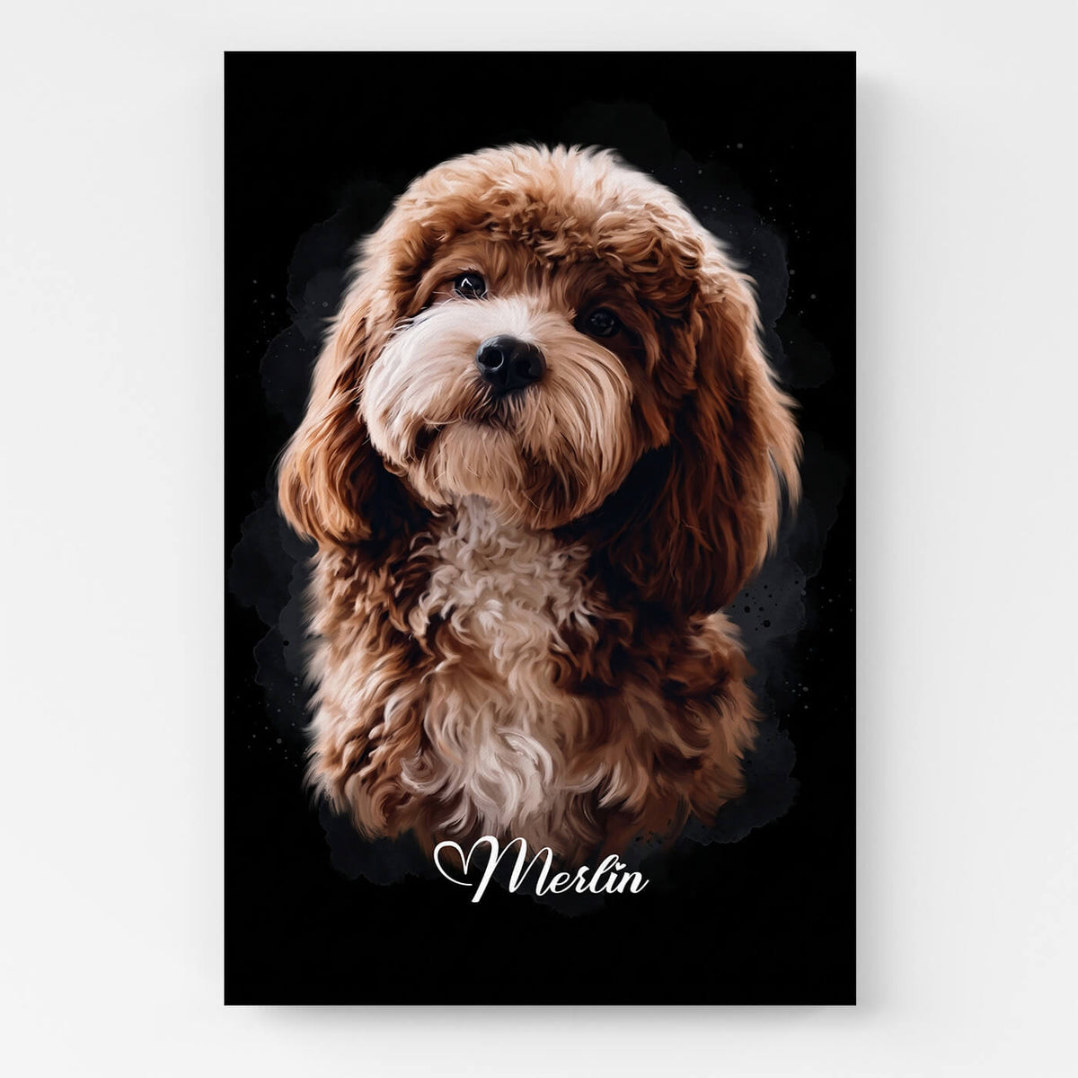 Portrait de chien en style aquarelle - Noir d'après ta photo - toile