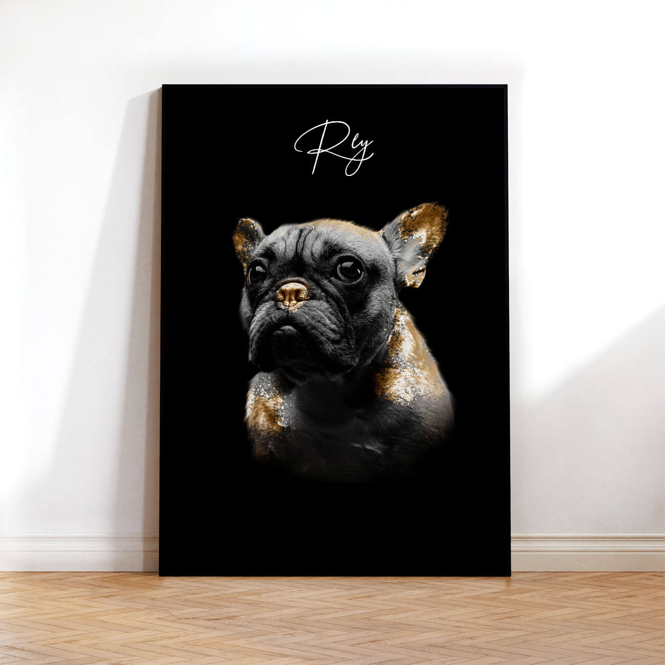 Hundeportrait Poster Gold Stil