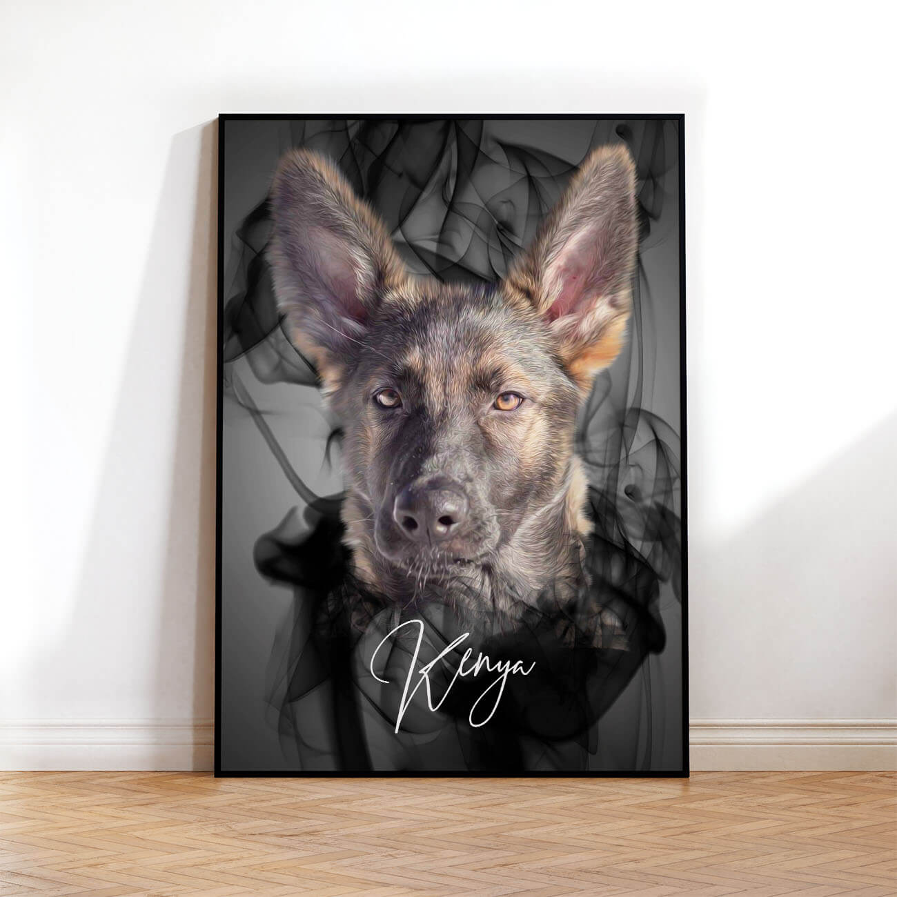 Hundeportrait Poster Personalisiert Rauch