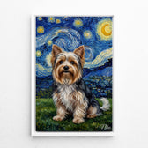 Portrait de chat style Van Gogh d'après ta photo - toile avec cadre blanc