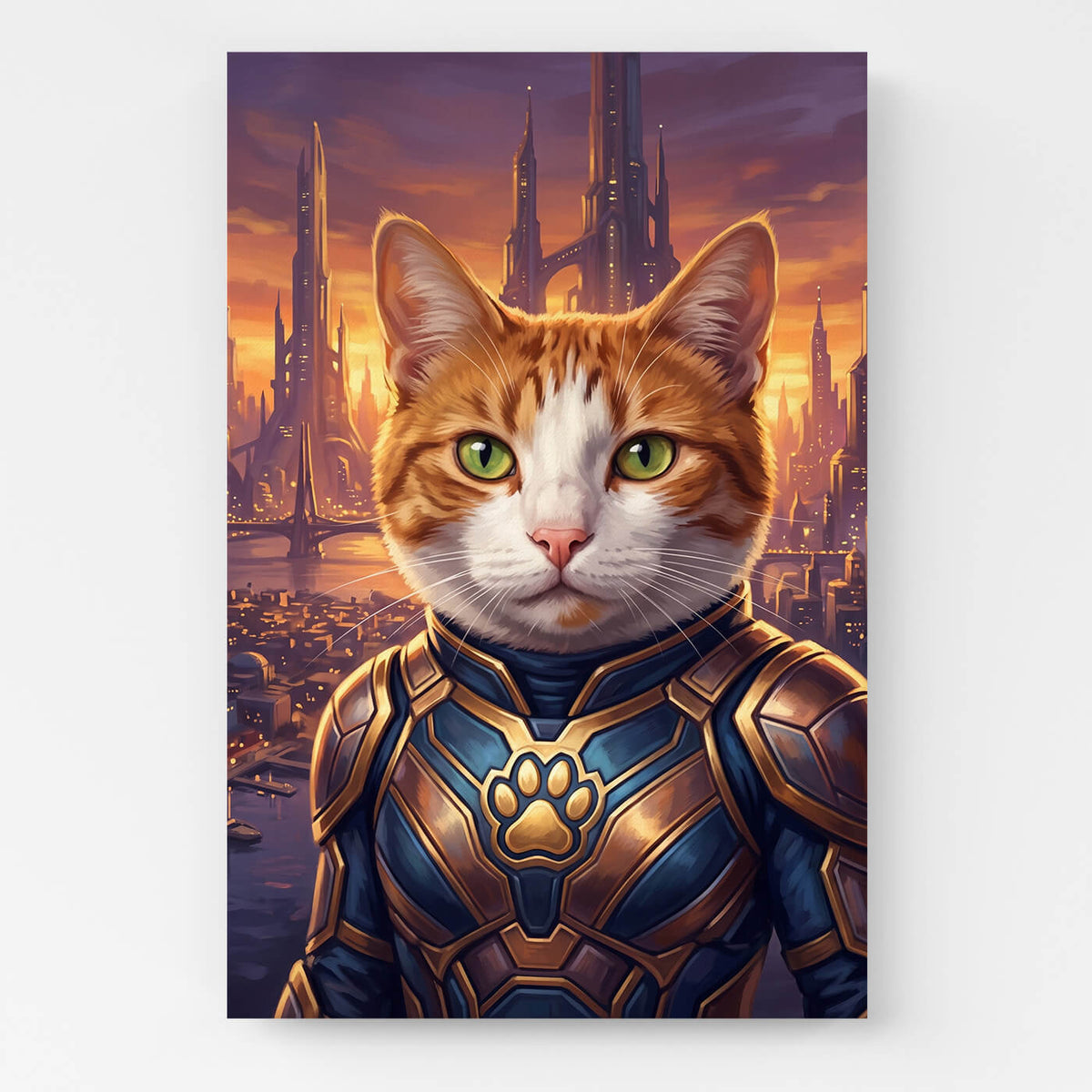 Portrait de chat en super-héros d'après ta photo - toile