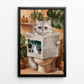 Portrait de cheval sur les toilettes d'après ta photo - toile avec cadre noir