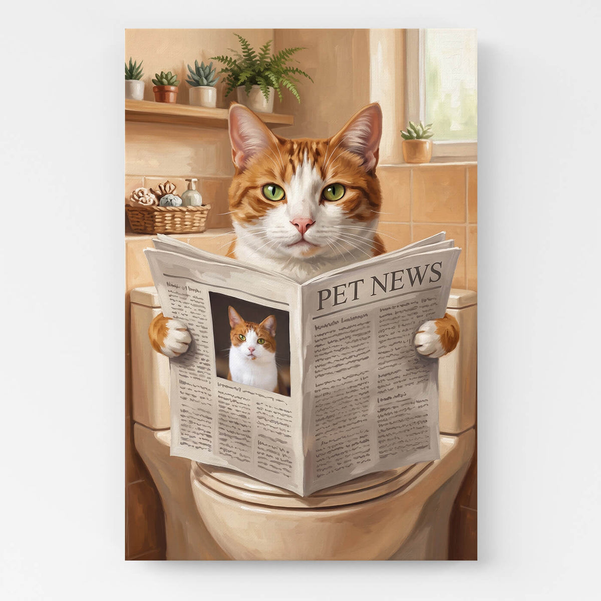 Portrait de chat amusant sur les toilettes d'après ta photo - toile