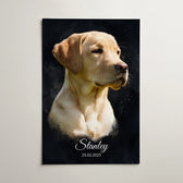 Portrait de chien style aquarelle sombre d'après ta photo - affiche
