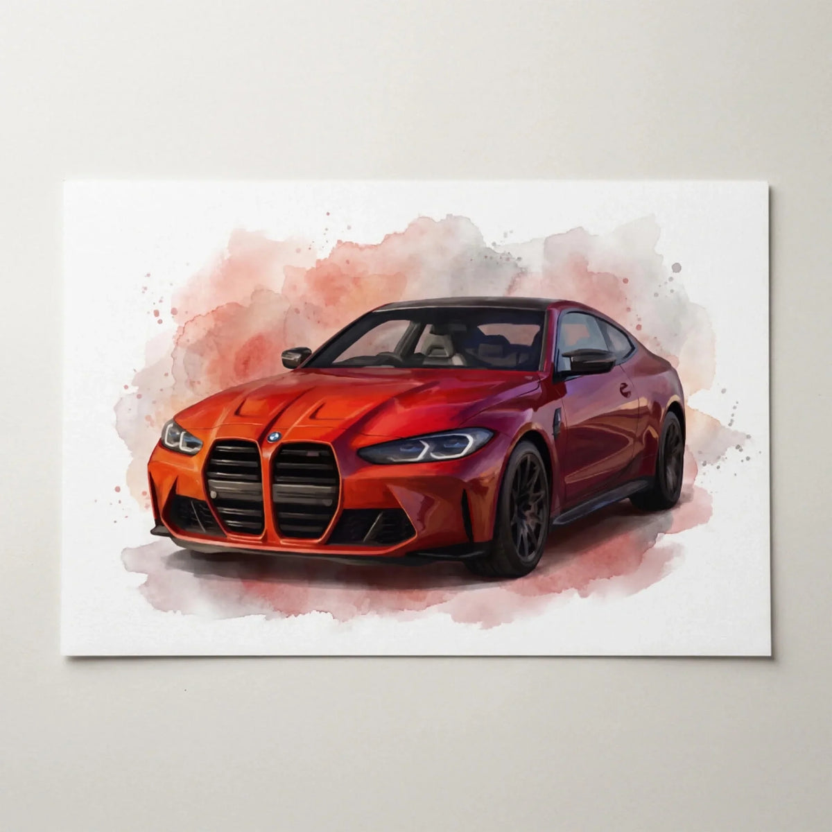 Portrait de voiture en style aquarelle (format paysage) d'après ta photo - affiche
