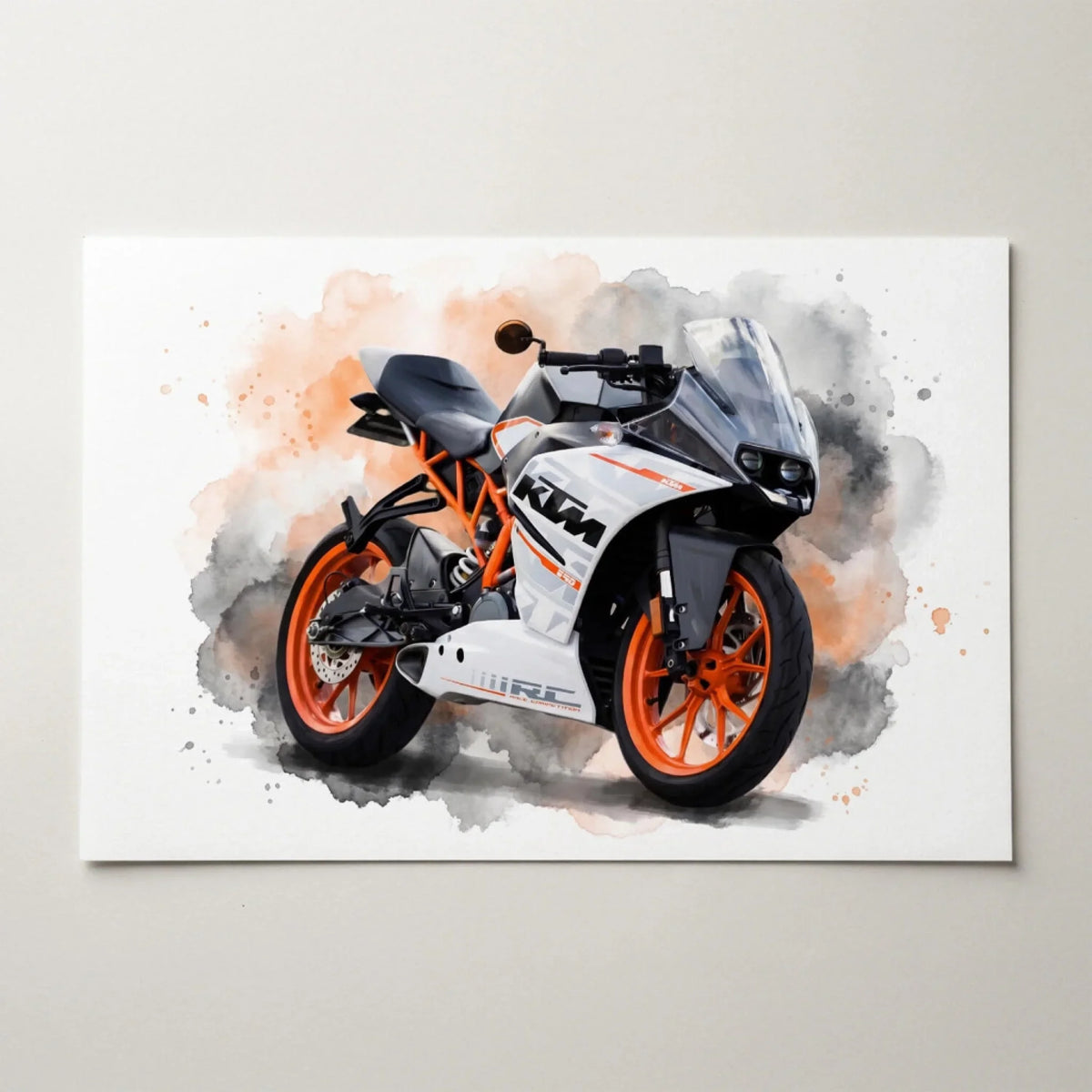 Portrait de moto en style aquarelle (format paysage) d'après ta photo - affiche