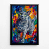 Portrait de chat style pop art d'après ta photo - toile avec cadre noir