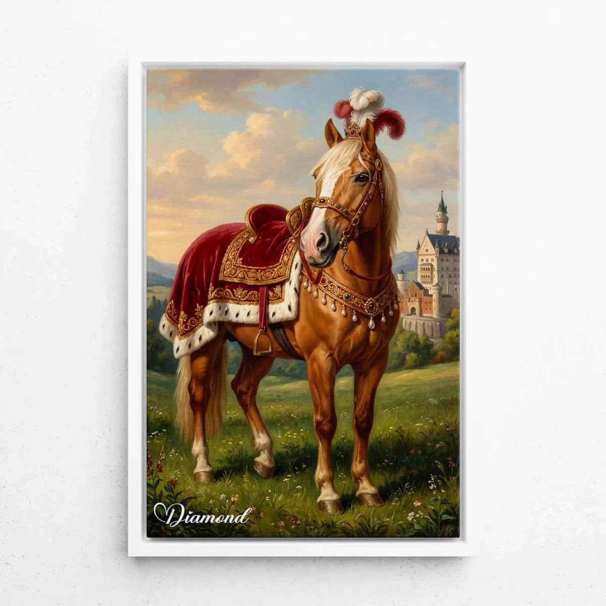 Portrait de cheval dans le style Renaissance d'après ta photo - toile avec cadre blanc