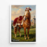 Portrait de cheval style Renaissance d'après ta photo - toile avec cadre blanc