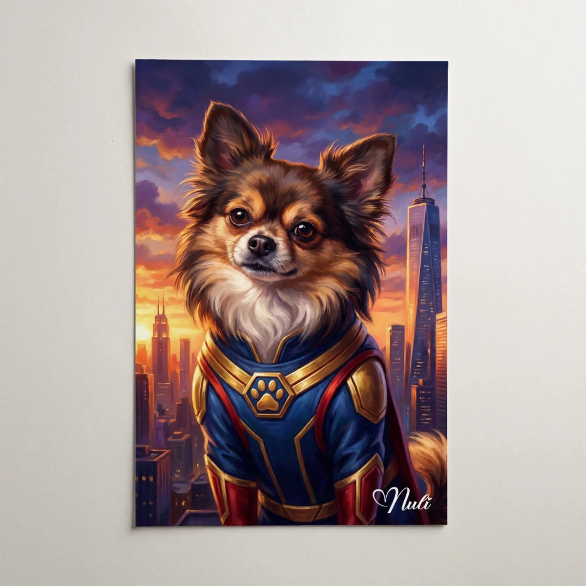 Portrait de chien en super-héros d'après ta photo - affiche