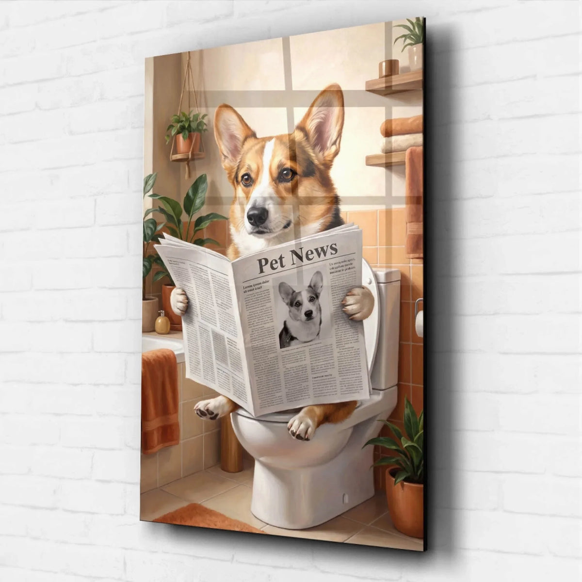 Portrait de chien amusant sur les toilettes d'après ta photo - verre acrylique