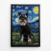 Portrait de chien style Van Gogh d'après ta photo - toile avec cadre noir
