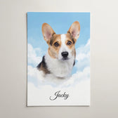 Portrait de chien sur des nuages d'après ta photo - affiche