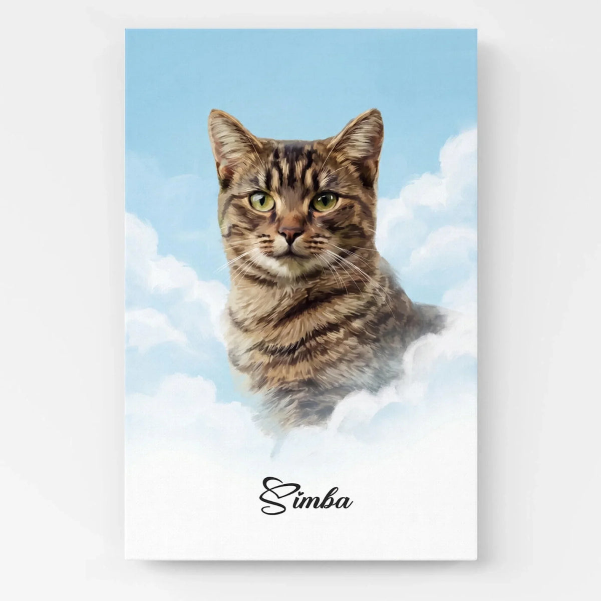 Portrait de chat personnalisé sur les nuages d'après ta photo - affiche