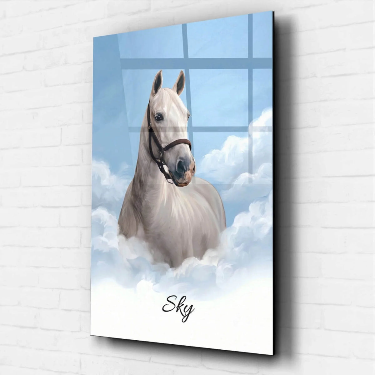Portrait de cheval personnalisé sur les nuages d'après ta photo - verre acrylique
