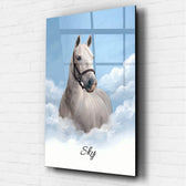 Portrait de cheval sur des nuages d'après ta photo - verre acrylique