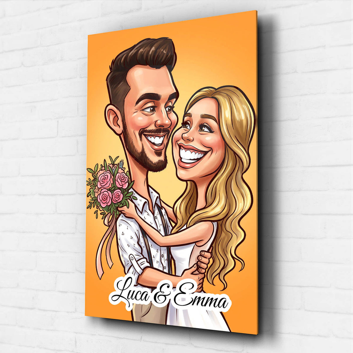 Portrait de couple et de famille en style caricature d'après ta photo - verre acrylique