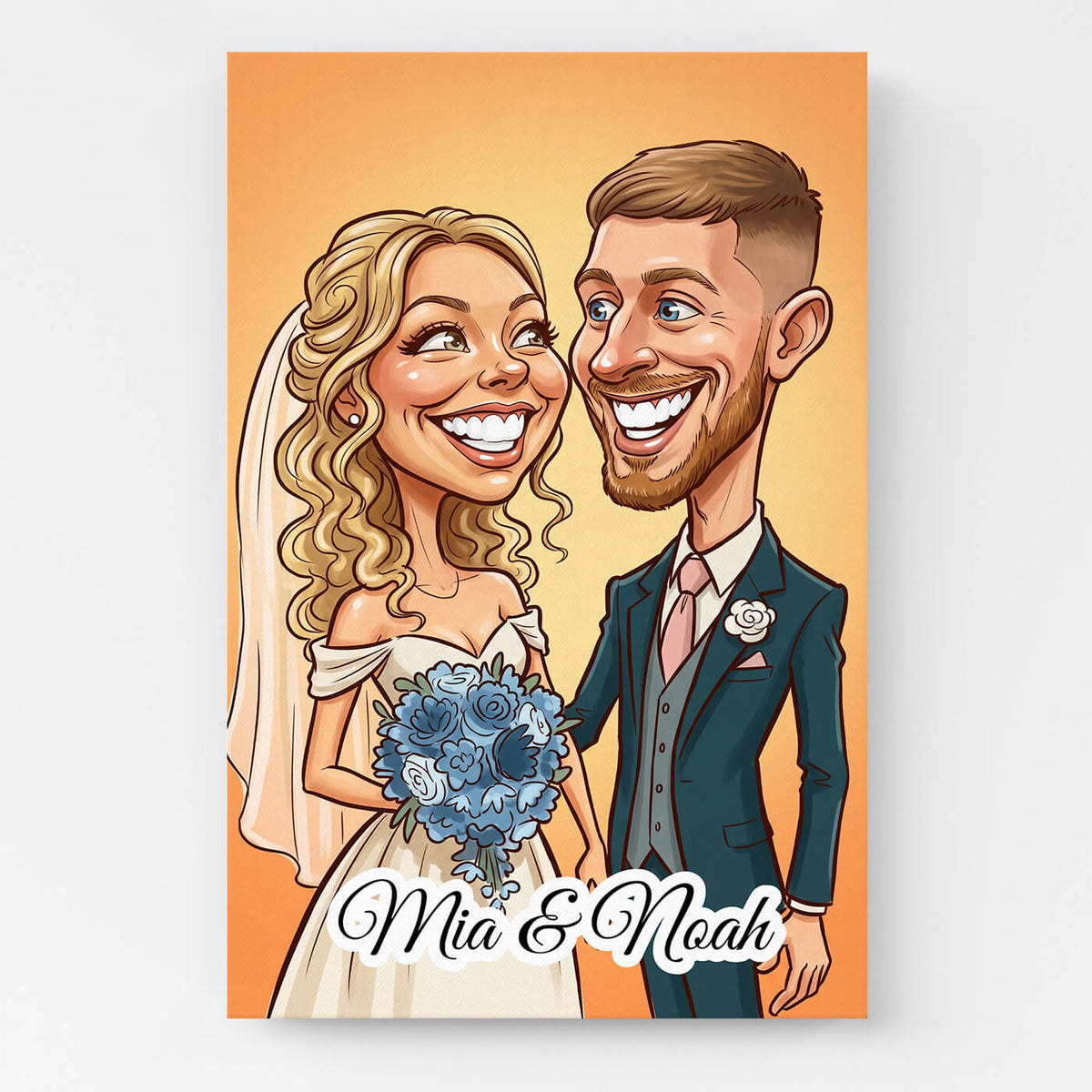 Portrait de couple et de famille en style caricature d'après ta photo - toile