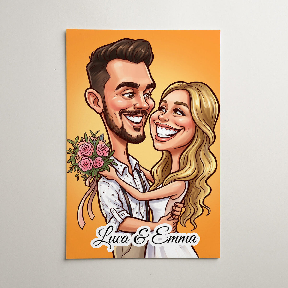 Portrait de couple et de famille en style caricature d'après ta photo - affiche