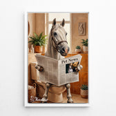Portrait de chat sur les toilettes d'après ta photo - toile avec cadre blanc