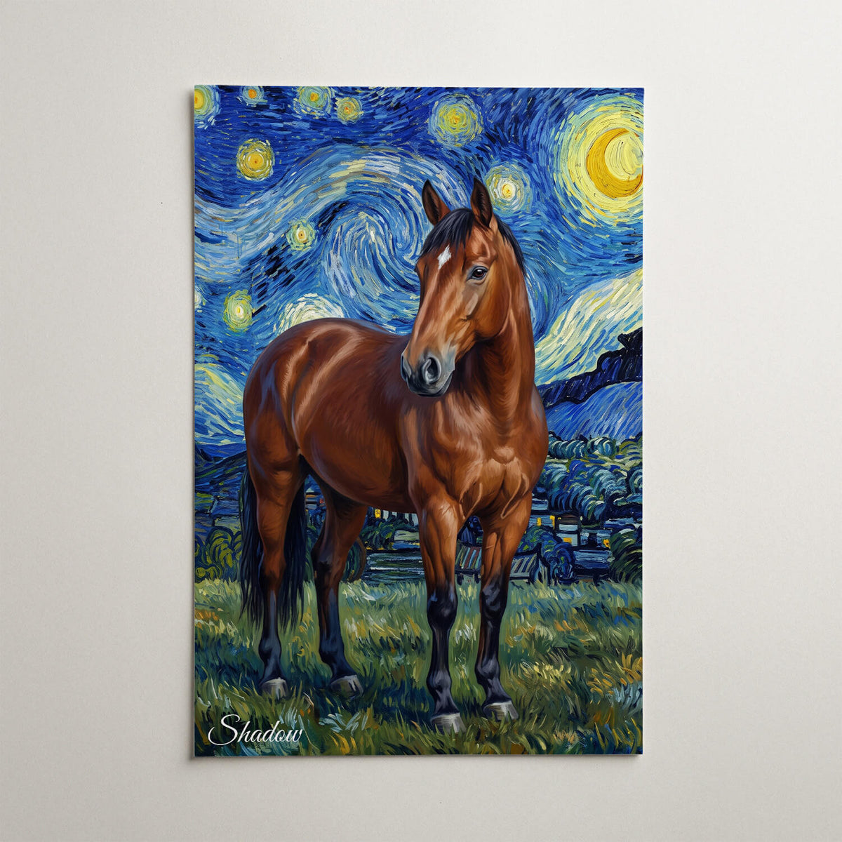Portrait de cheval en style Van Gogh d'après ta photo - affiche