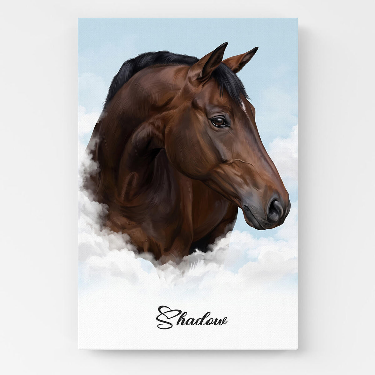 Portrait de cheval personnalisé sur les nuages d'après ta photo - toile